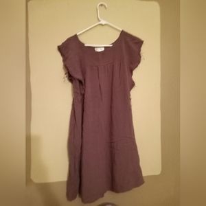 Knee-Length Purple Babydoll Dress Large Distressed Sleeves
